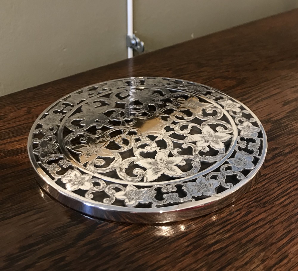 Ornate Solid Silver Teapot Stand View II
