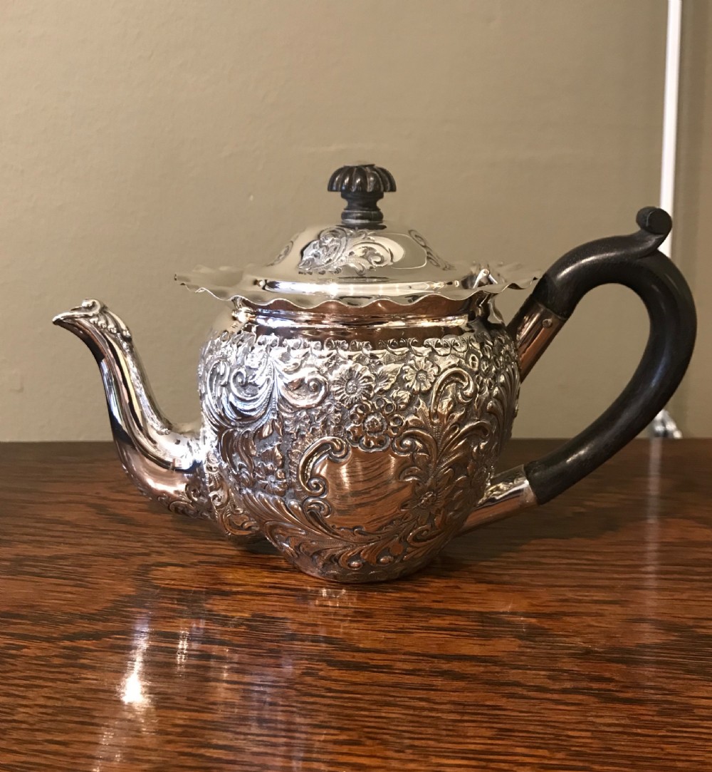 Victorian Solid Silver Bachelors Tea Set, 1894 View II