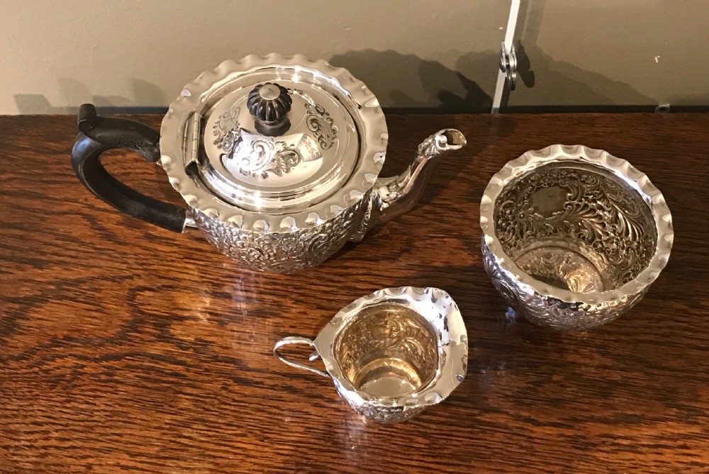 Victorian Solid Silver Bachelors Tea Set, 1894 View XV