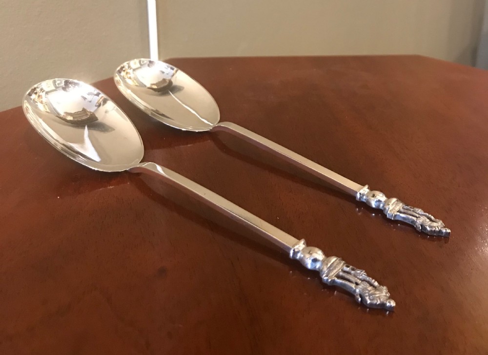 Pair George V Silver Serving Spoons, Chester 1919