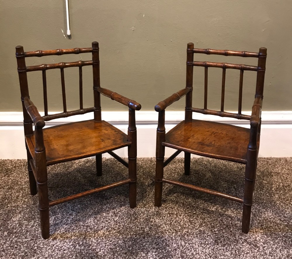 Rare Pair of Regency Miniature Simulated Bamboo Chairs View III