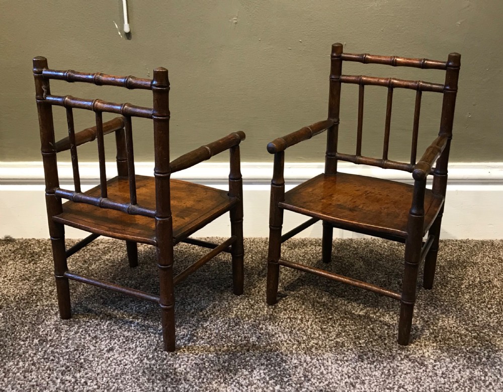 Rare Pair of Regency Miniature Simulated Bamboo Chairs View VII