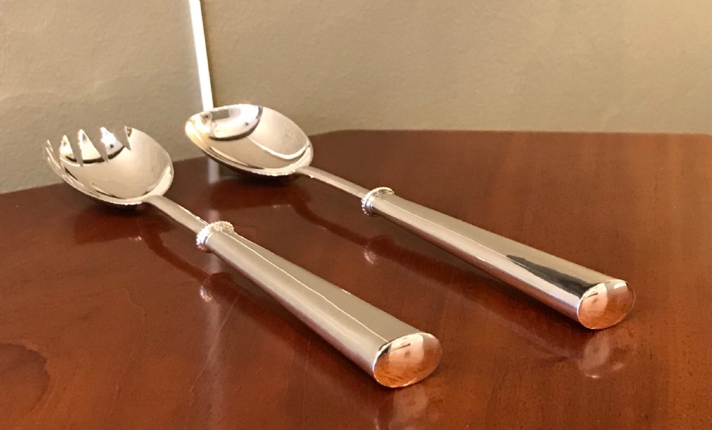 Pair of Quality Late Victorian Solid Silver Salad Servers View II