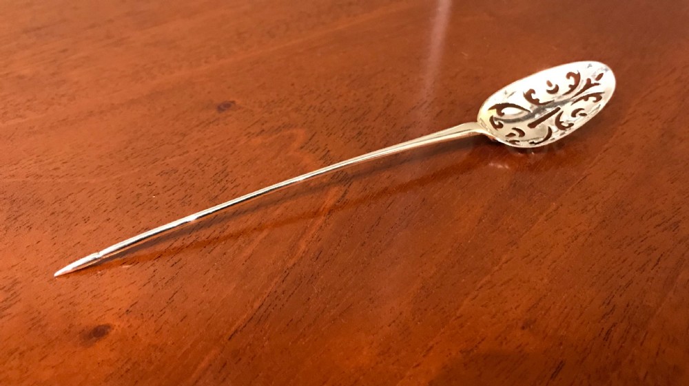 18th Century Silver Mote Spoon