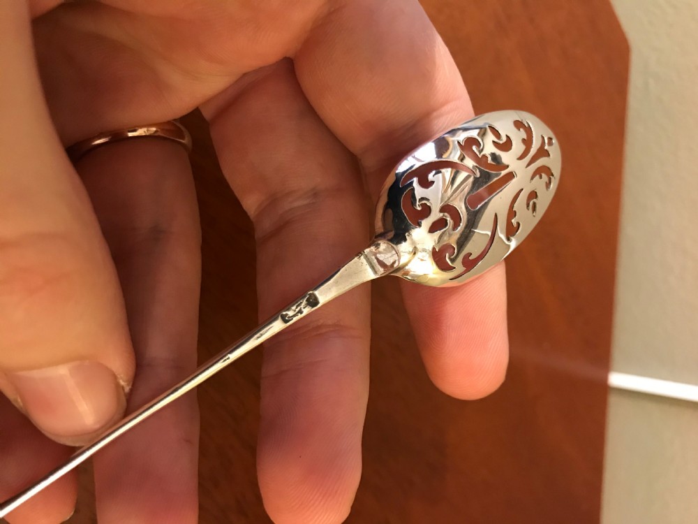 18th Century Silver Mote Spoon View VI