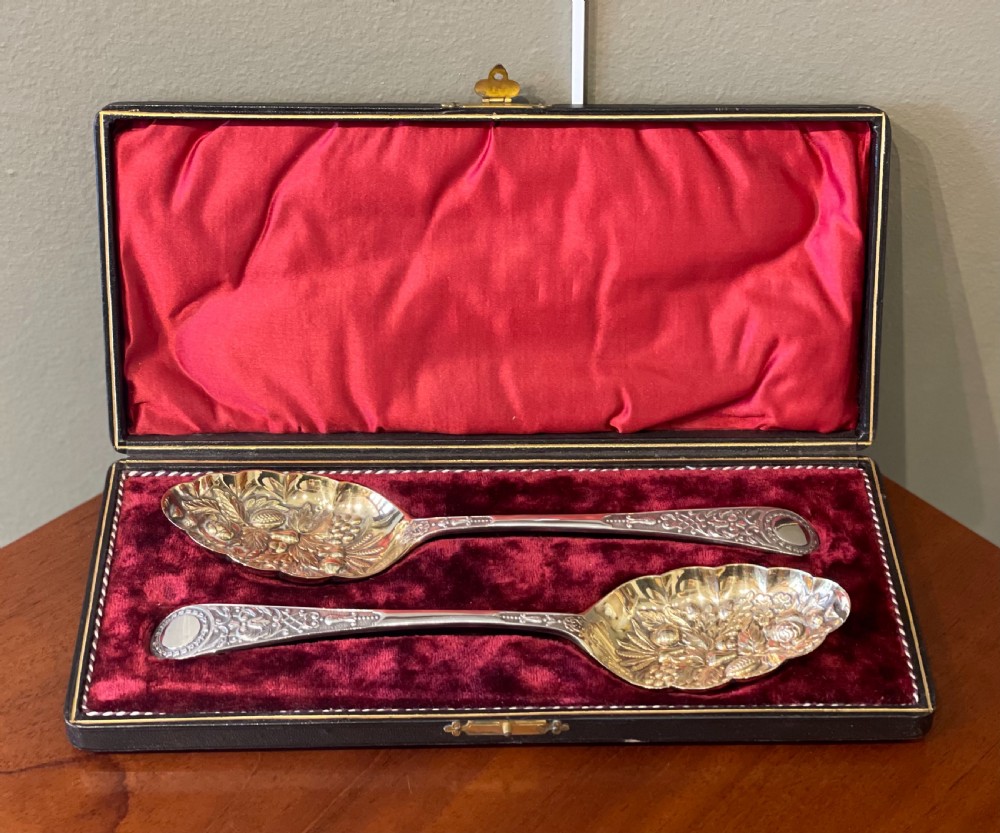 Quality Pair of Victorian EPNS Berry Spoons View VI