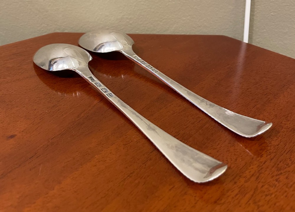 Pair of George III Silver Feather Edge Table  Spoons, 1778 View III