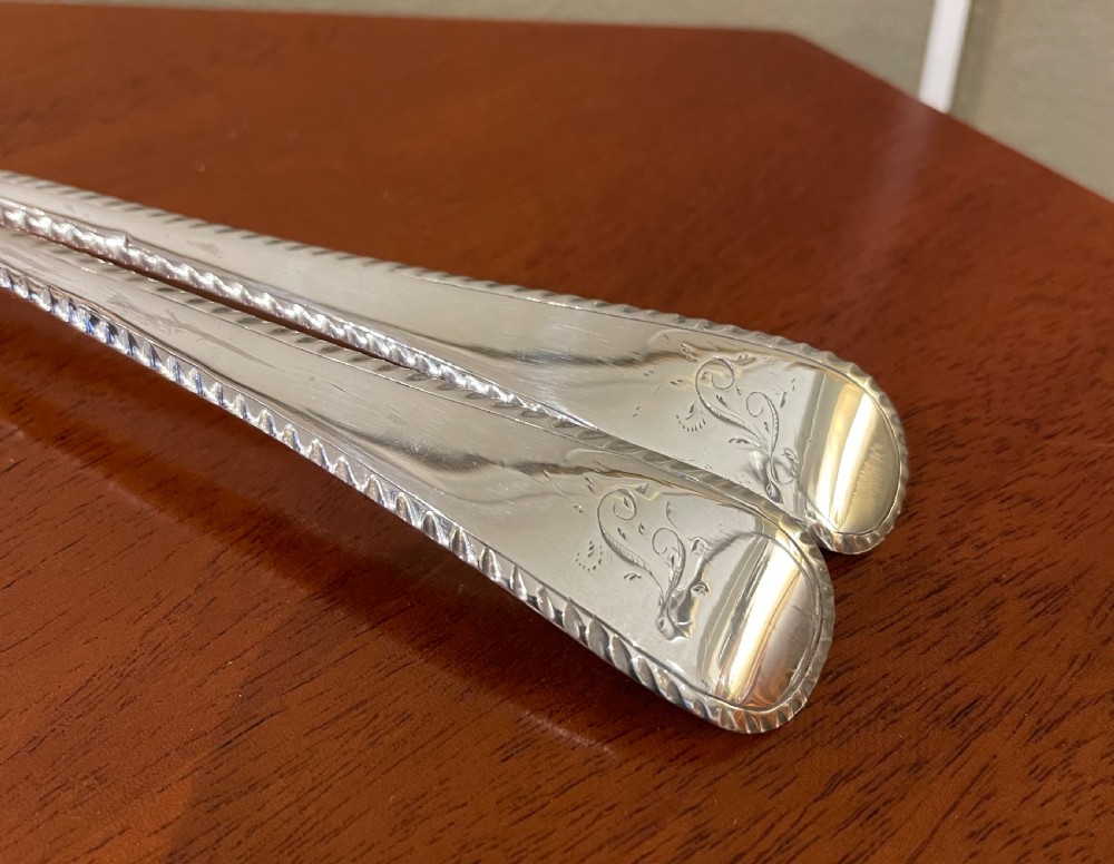 Pair of George III Silver Feather Edge Table  Spoons, 1778 View IV