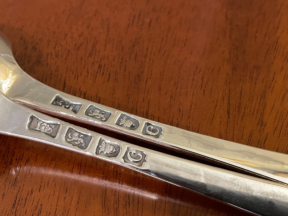 Pair of George III Silver Feather Edge Table  Spoons, 1778 View V