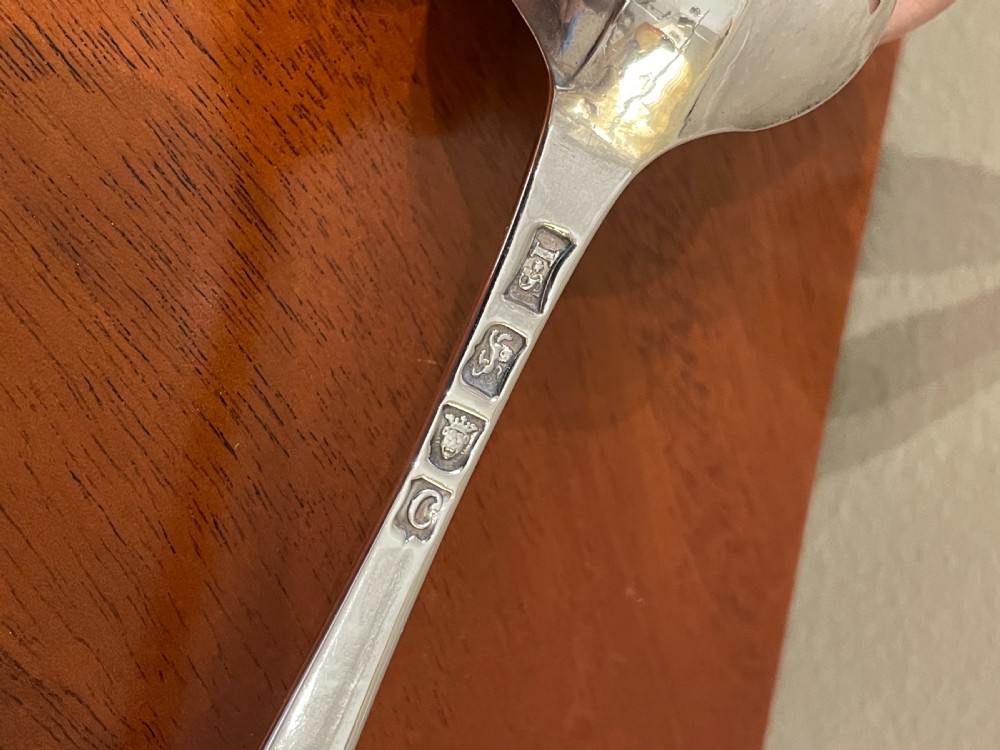 Pair of George III Silver Feather Edge Table  Spoons, 1778 View VI