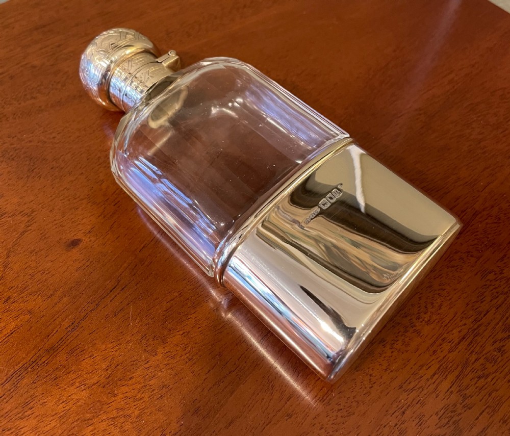 Quality Edwardian Silver Gilt Hip Flask, 1910 View VII