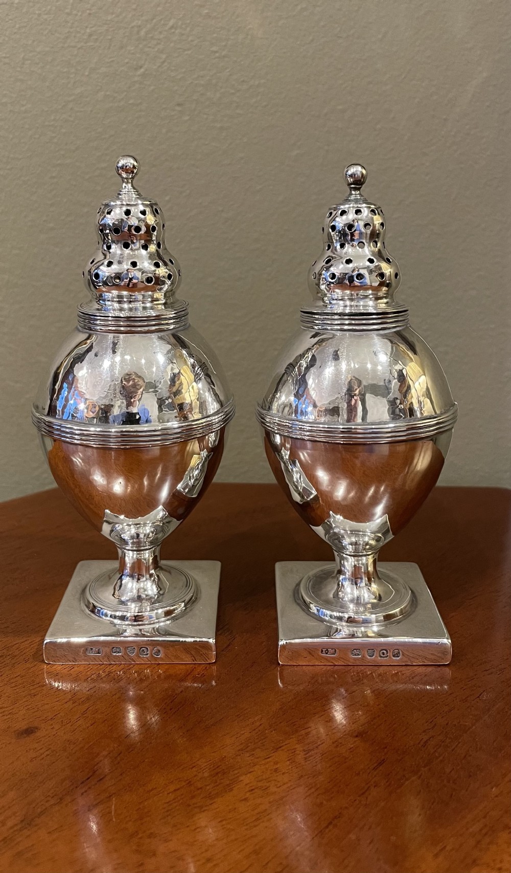 Pair of George III silver peppers, 1811 by John Merry