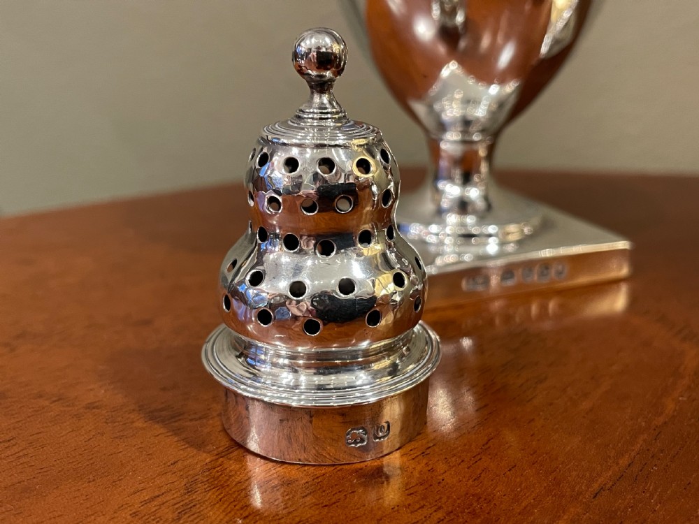 Pair of George III silver peppers, 1811 by John Merry View III