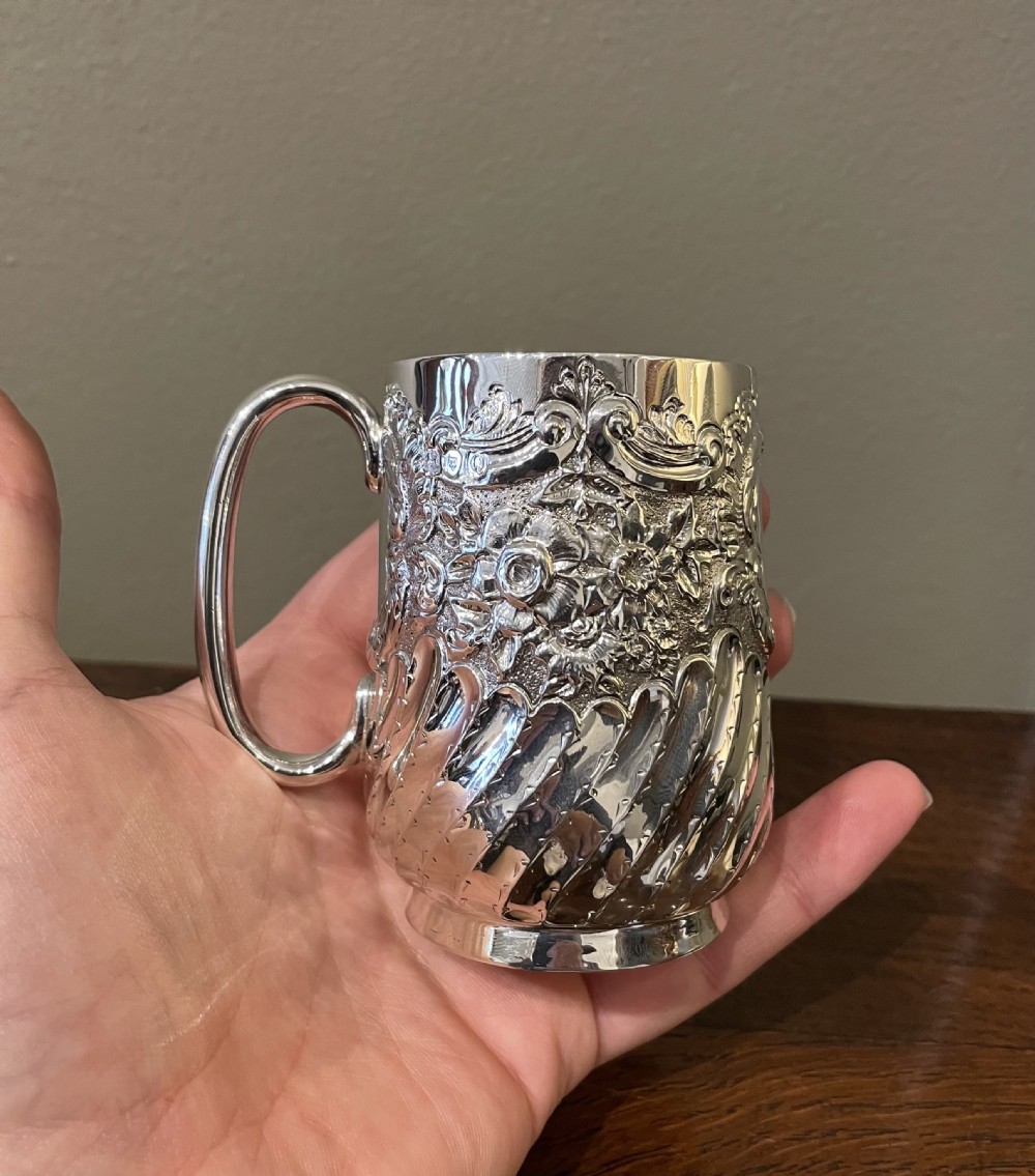 Quality Victorian Silver Christening Mug View V
