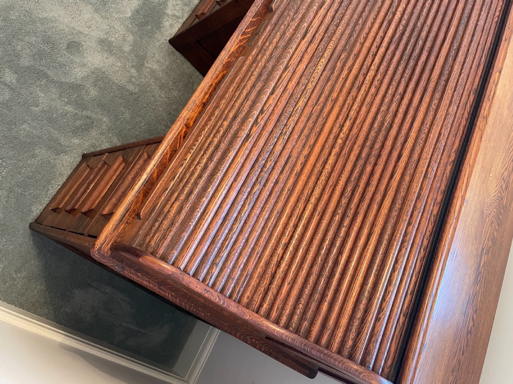 Quality Late Victorian Oak roll Top Desk View V