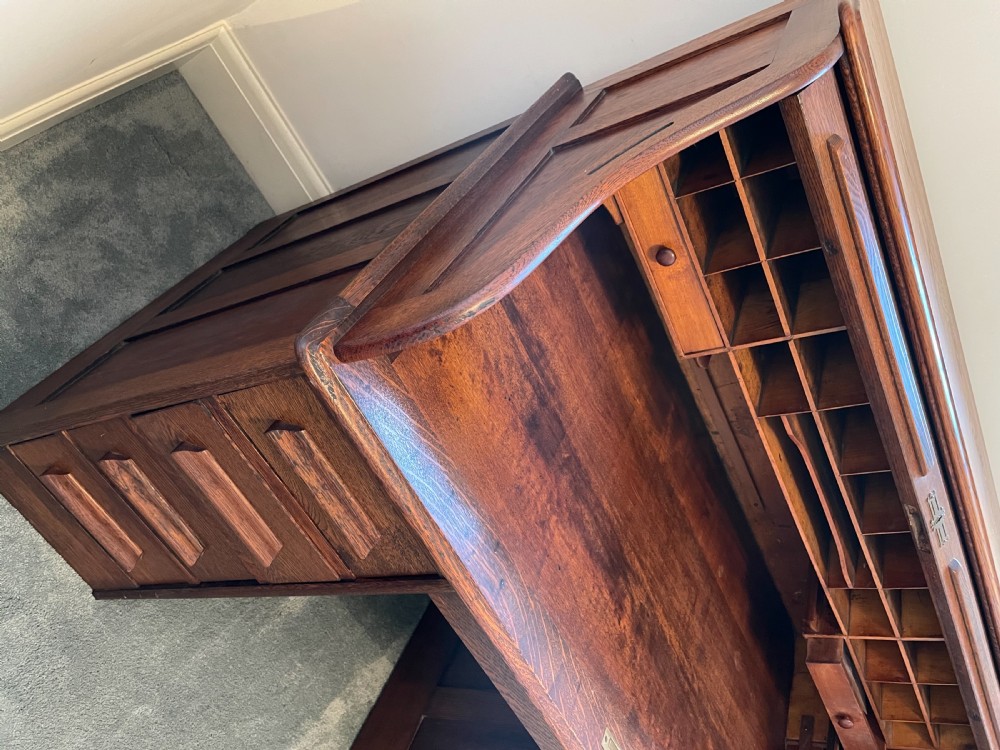 Quality Late Victorian Oak roll Top Desk View XI