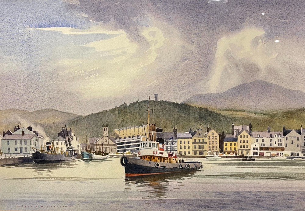 John Hobson Watercolour, Ramsey Harbour, Isle of Man
