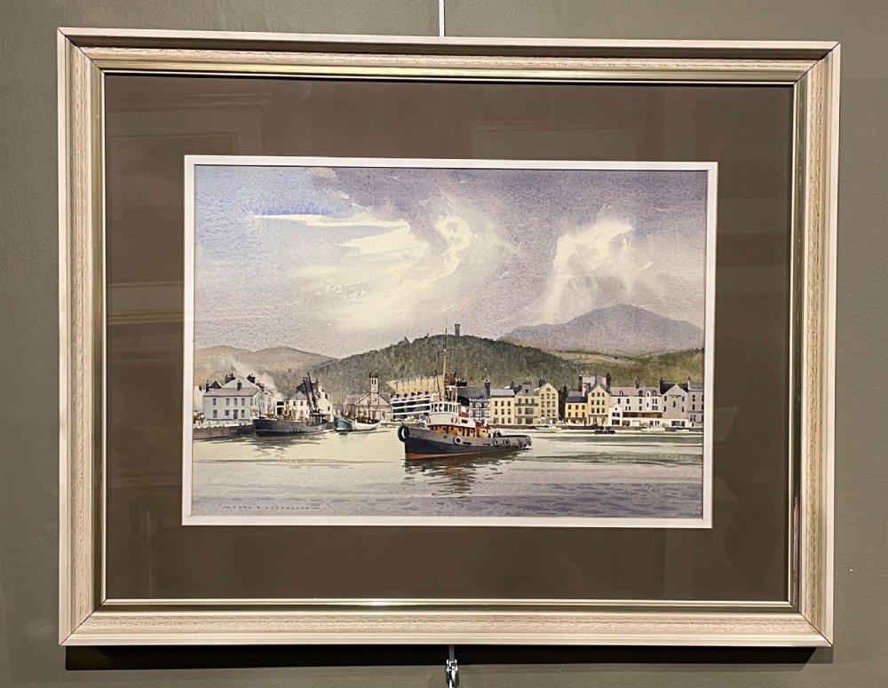 John Hobson Watercolour, Ramsey Harbour, Isle of Man View II