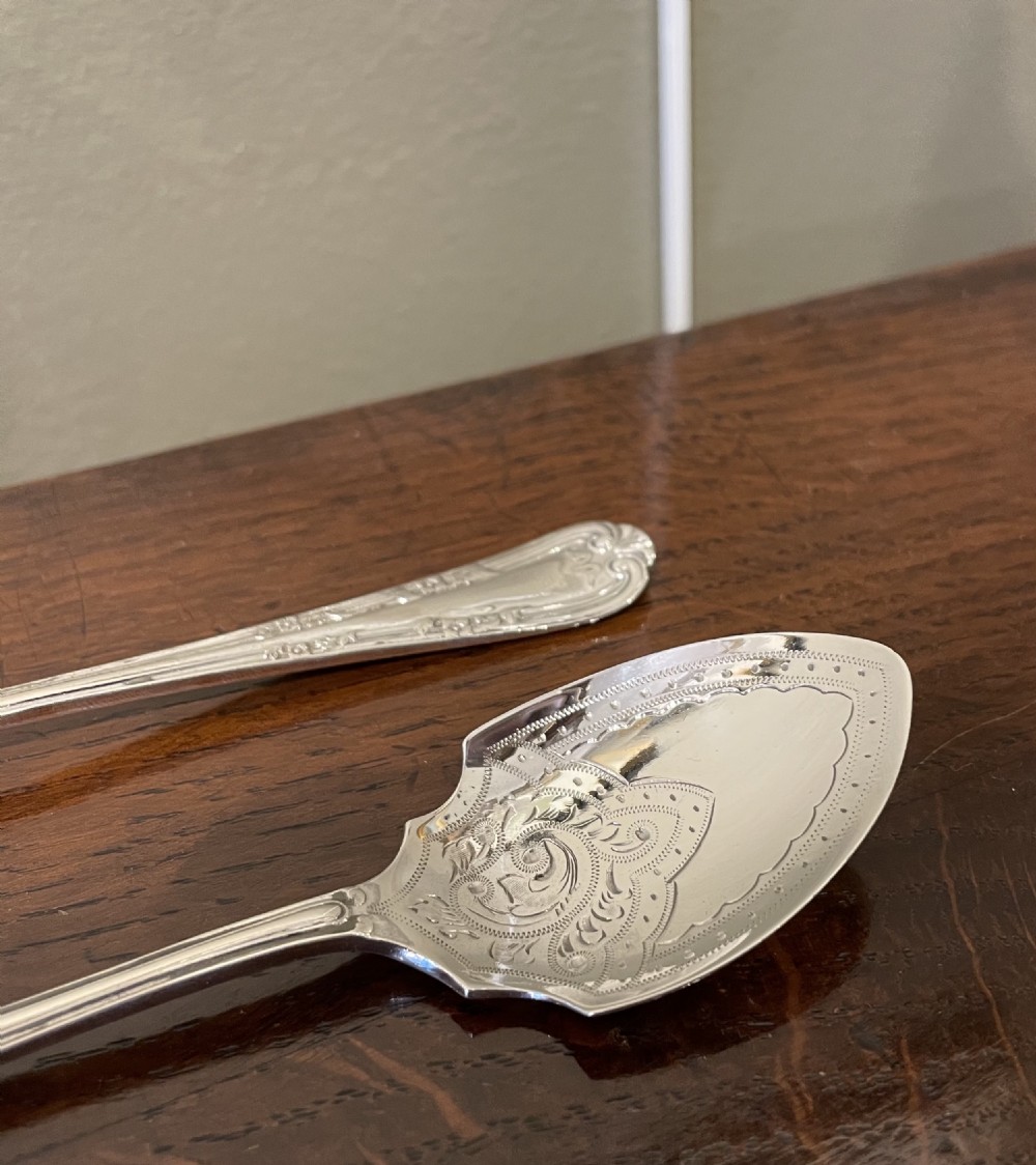 Quality Edwardian Silver Jam Preserve Spoons, 1911 View VII