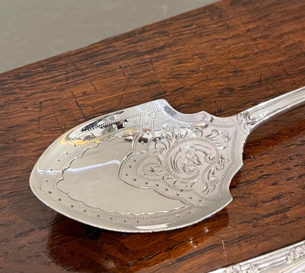 Quality Edwardian Silver Jam Preserve Spoons, 1911 View VIII