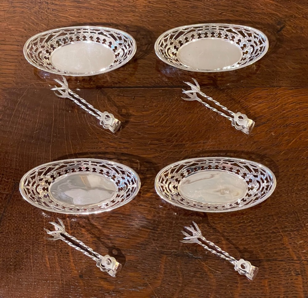 Fine Edwardian set of four silver bon bon dishes by Levi & Salaman View IX