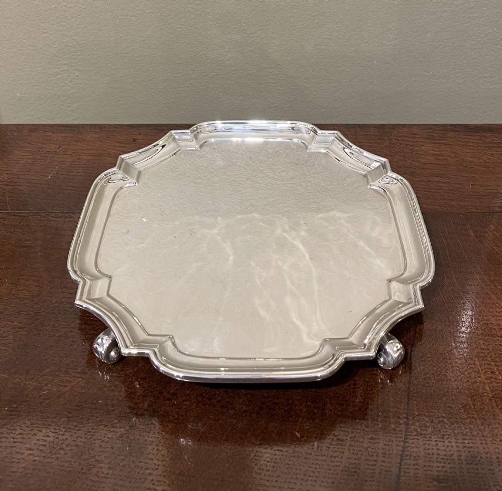 George II Style Silver Card Tray, Goldsmiths & Silversmiths Co