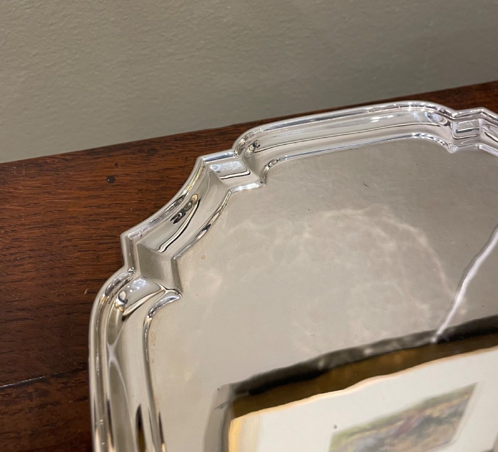 George II Style Silver Card Tray, Goldsmiths & Silversmiths Co View II