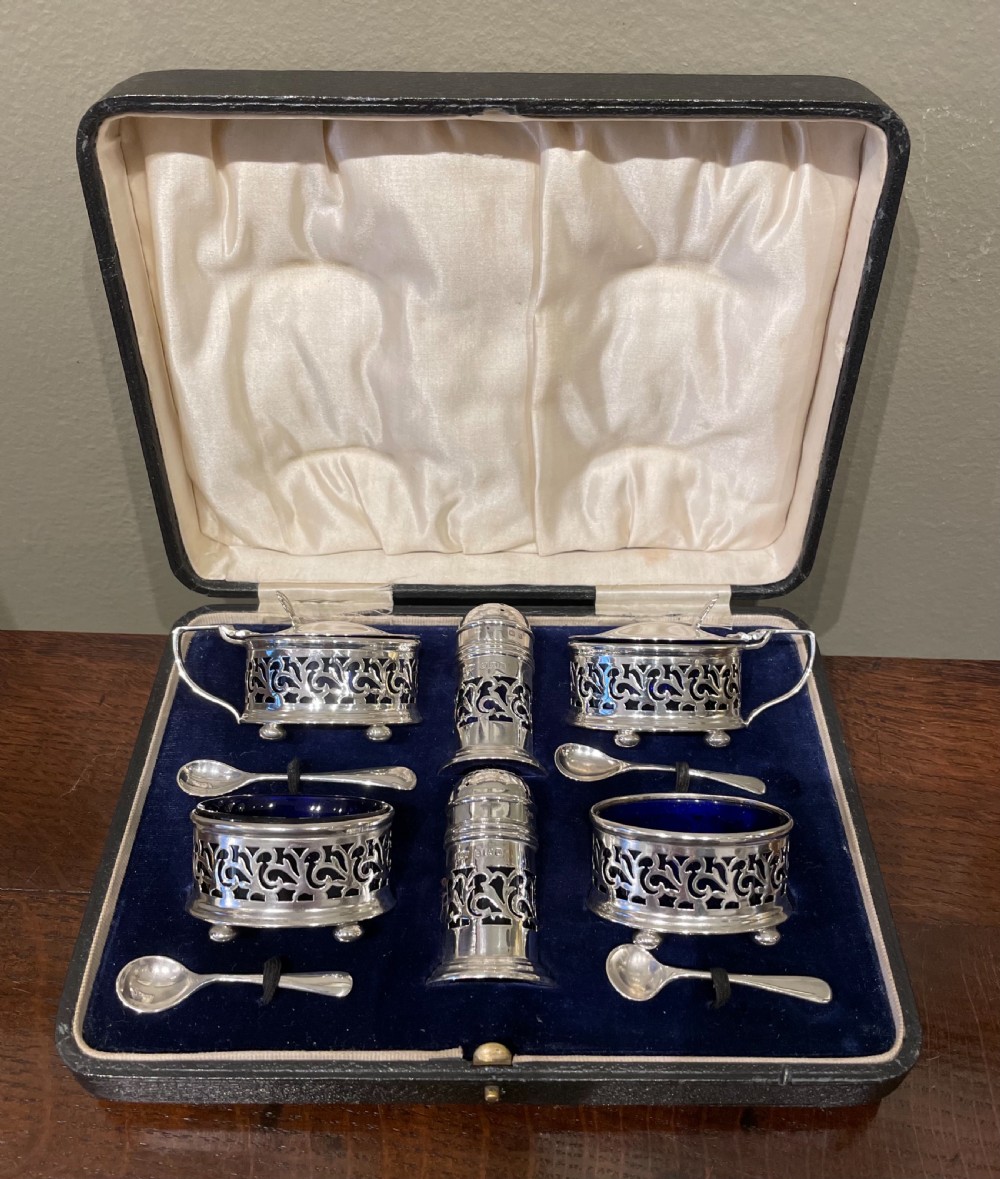 George V Six Piece Solid Silver Cruet Set, 1924