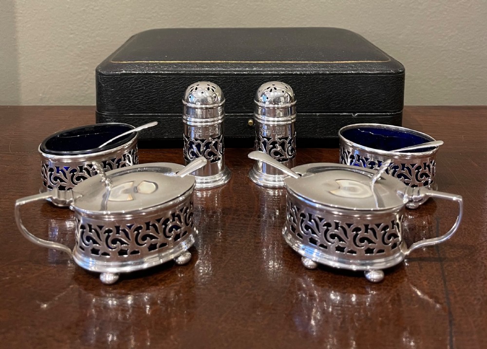 George V Six Piece Solid Silver Cruet Set, 1924 View IV
