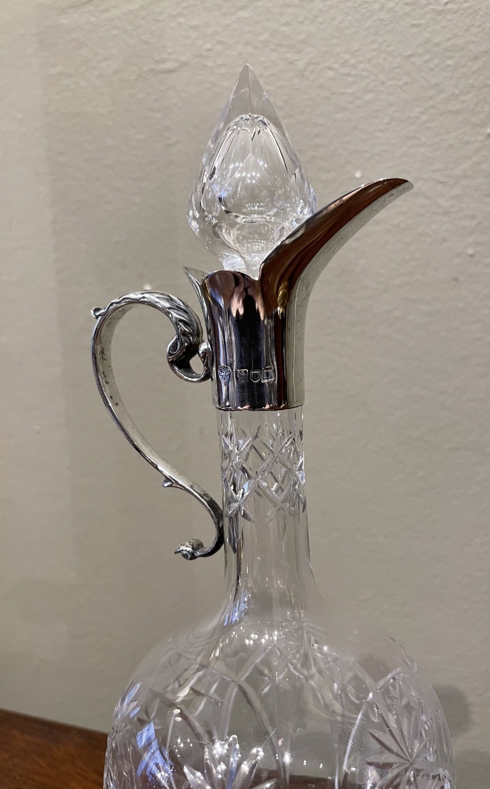 Edwardian Cut Glass & Silver Claret Jug View III