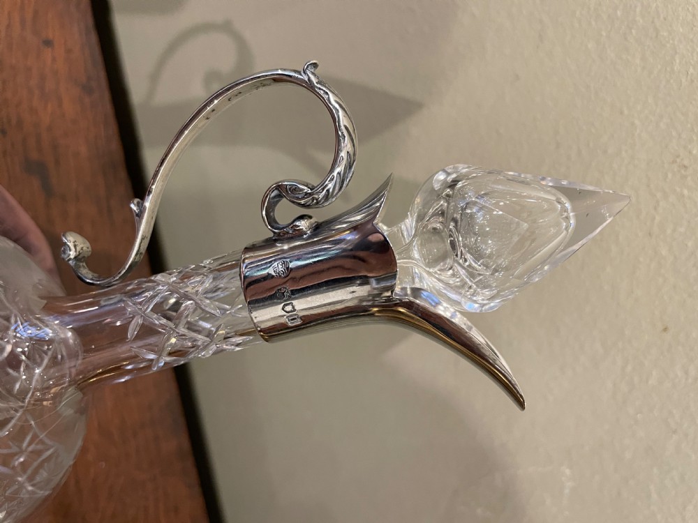 Edwardian Cut Glass & Silver Claret Jug View VIII