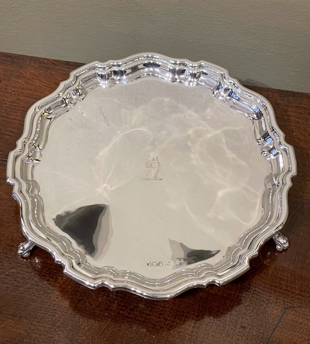 Late Victorian Solid Silver Salver Tray, 1901 View IV