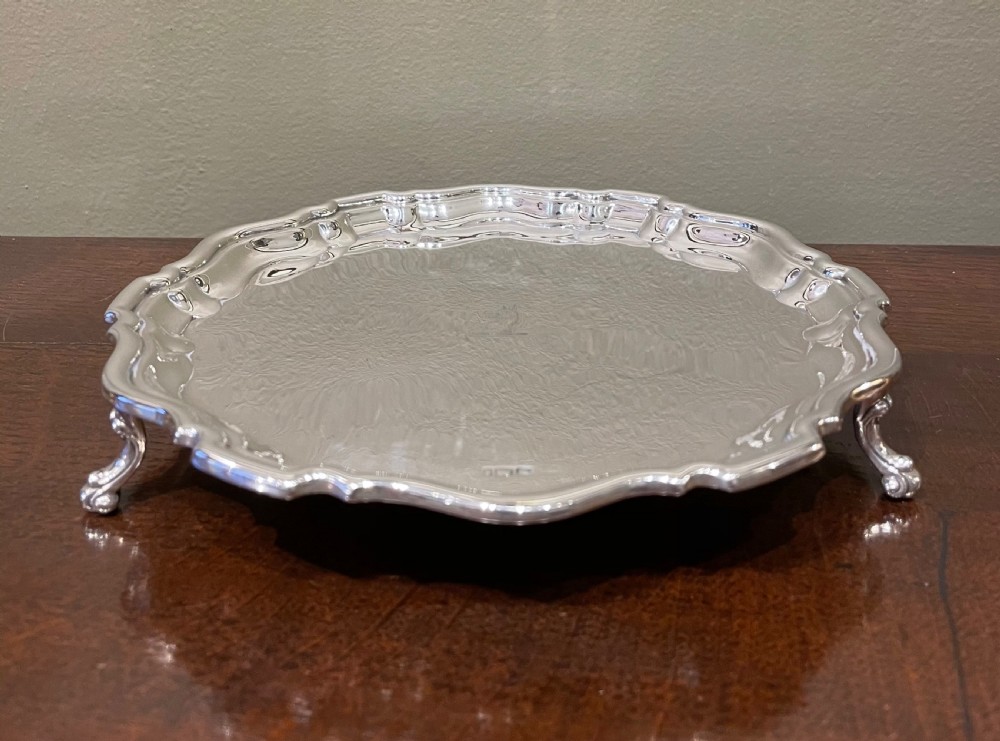 Late Victorian Solid Silver Salver Tray, 1901 View VI