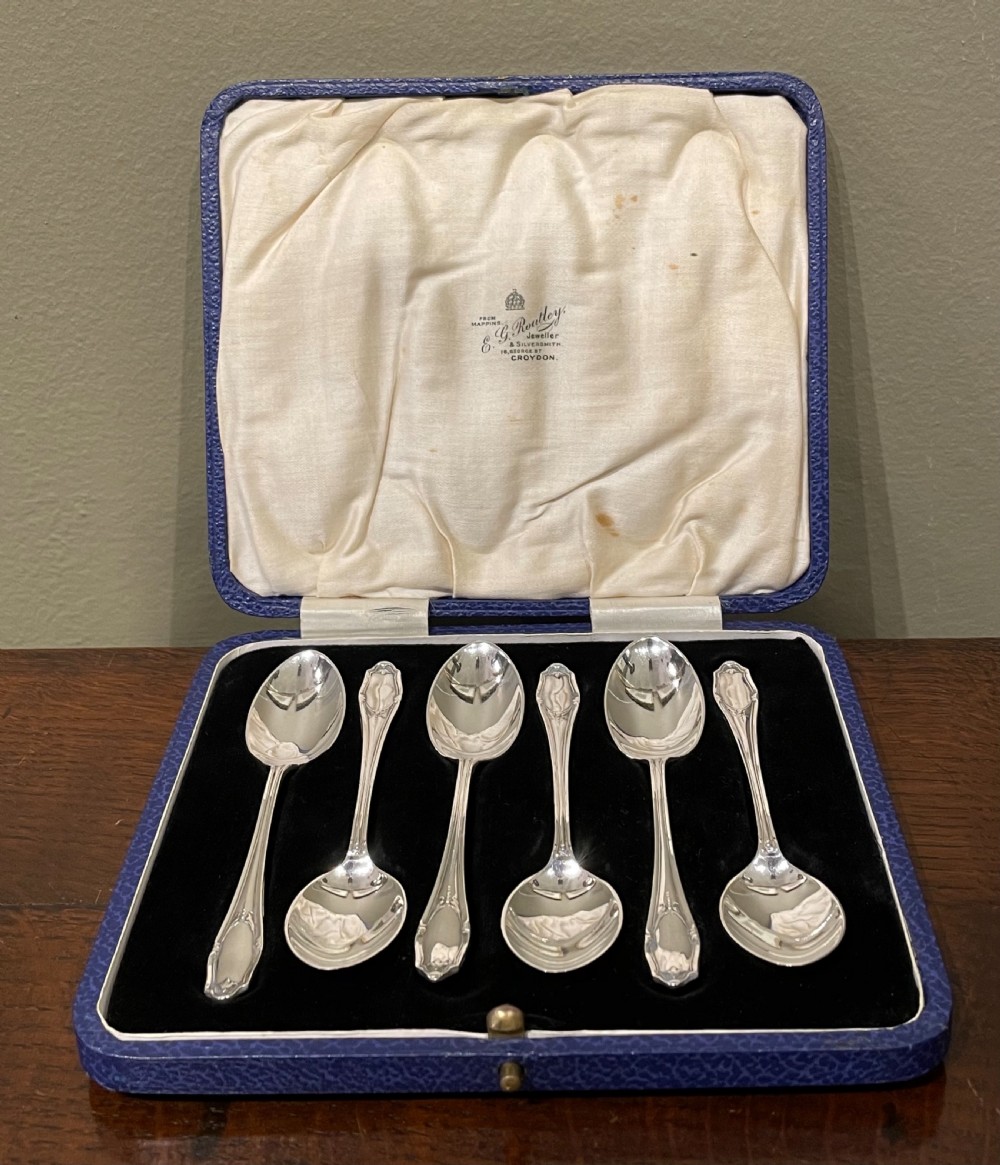 Set of Six Silver Teaspoons in Original Fitted Case