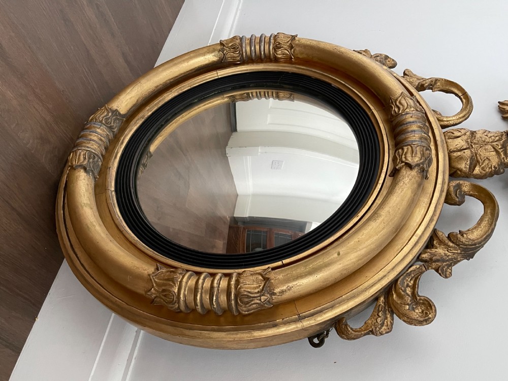 A Quality Regency Giltwood Convex Mirror View IV