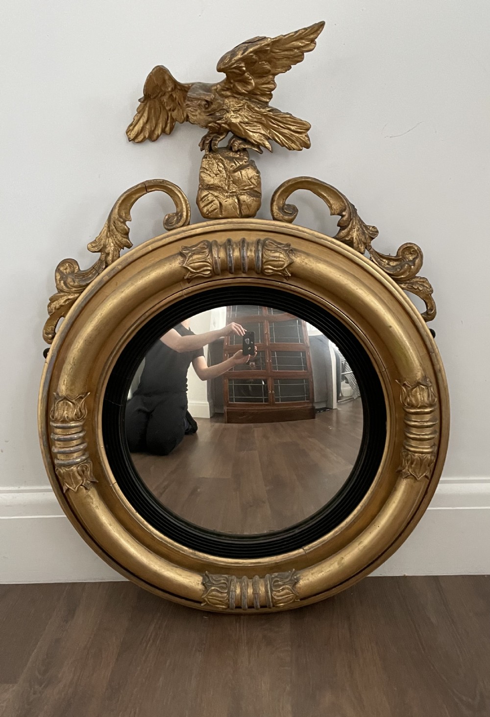 A Quality Regency Giltwood Convex Mirror View VI