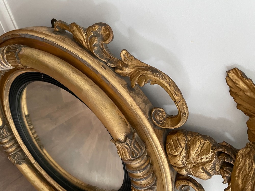 A Quality Regency Giltwood Convex Mirror View VIII