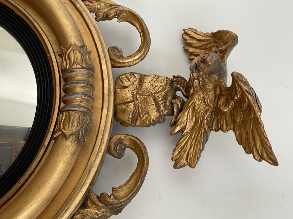 A Quality Regency Giltwood Convex Mirror View IX