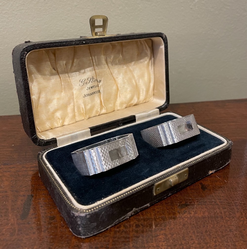 Pair of Art Deco Solid Silver Napkin Rings View II