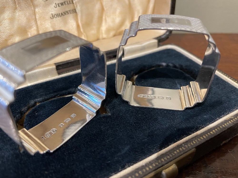 Pair of Art Deco Solid Silver Napkin Rings View III