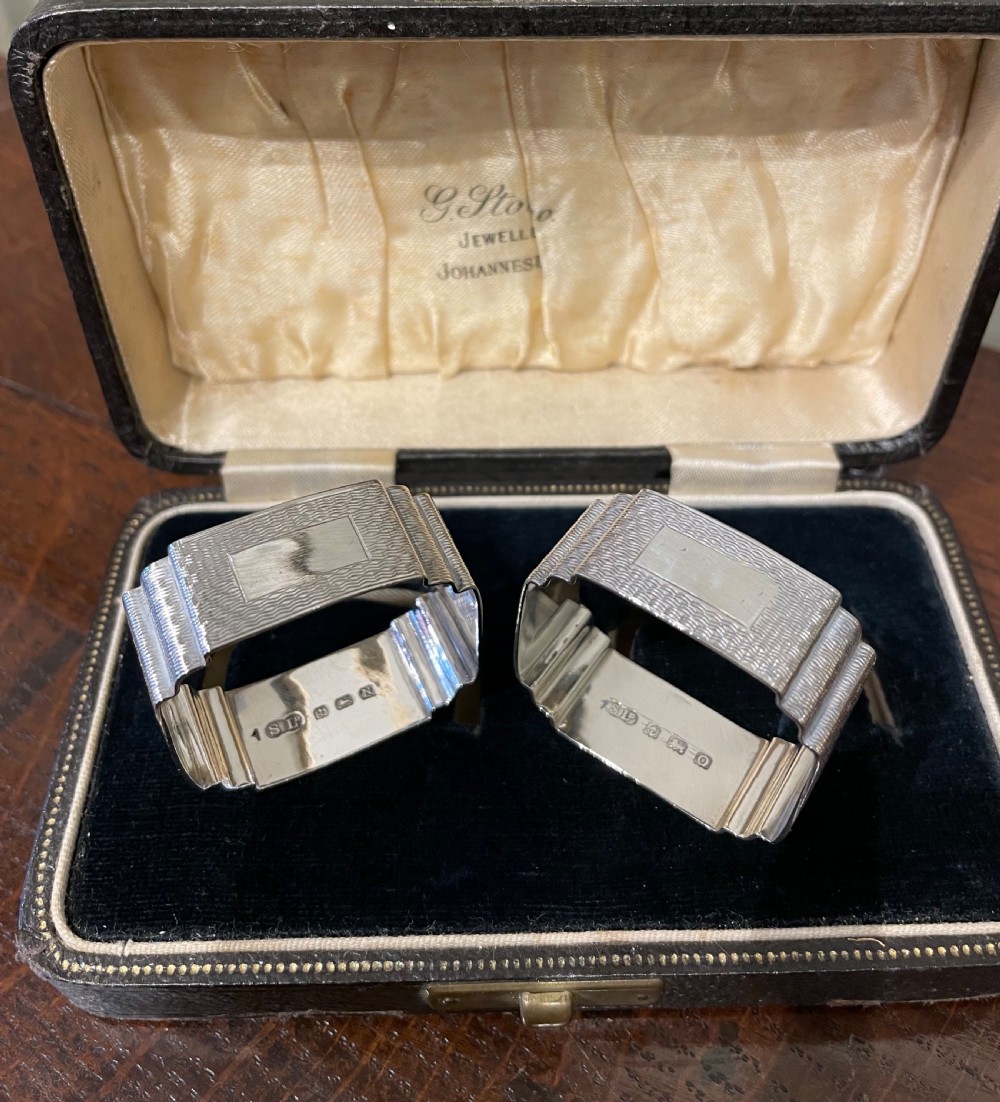 Pair of Art Deco Solid Silver Napkin Rings View IV