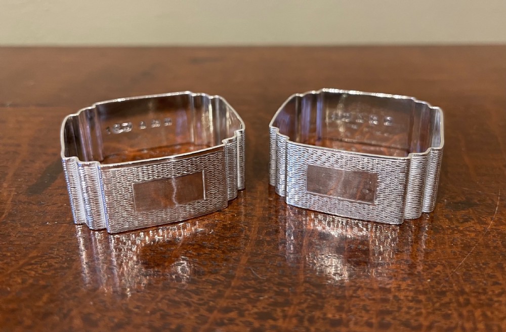 Pair of Art Deco Solid Silver Napkin Rings View V