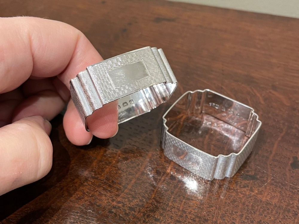 Pair of Art Deco Solid Silver Napkin Rings View VI