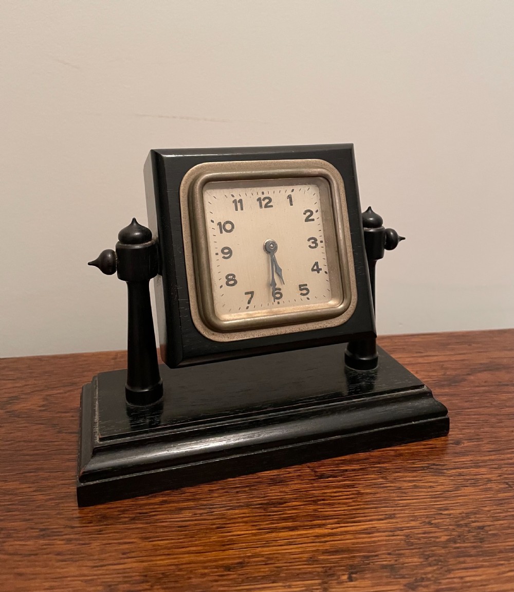 Art Deco Ebony Desk Clock View II