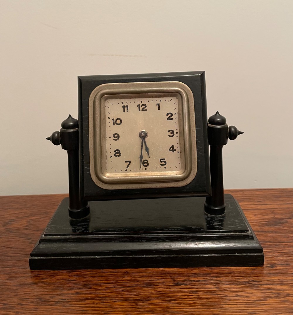 Art Deco Ebony Desk Clock View III