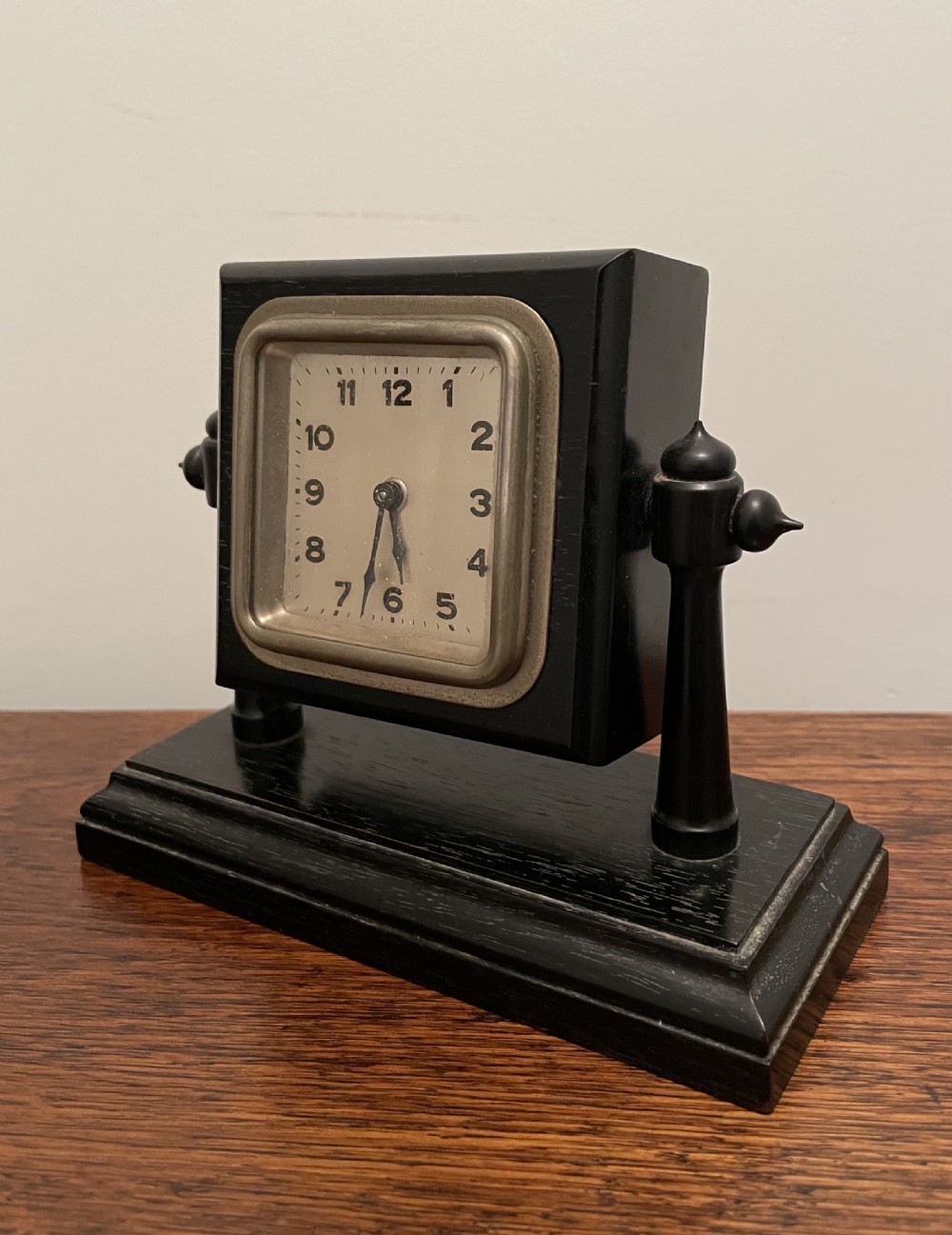 Art Deco Ebony Desk Clock View IV