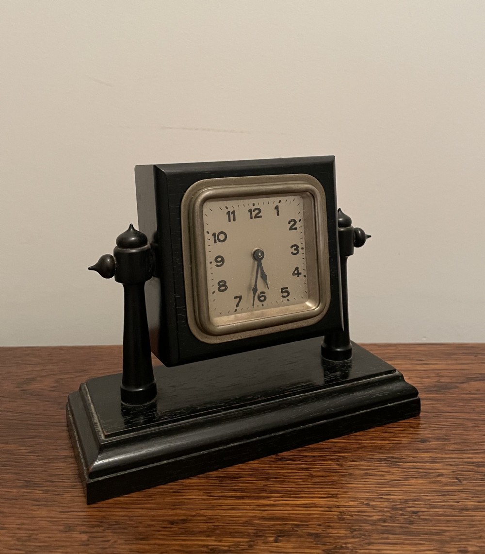 Art Deco Ebony Desk Clock View VI