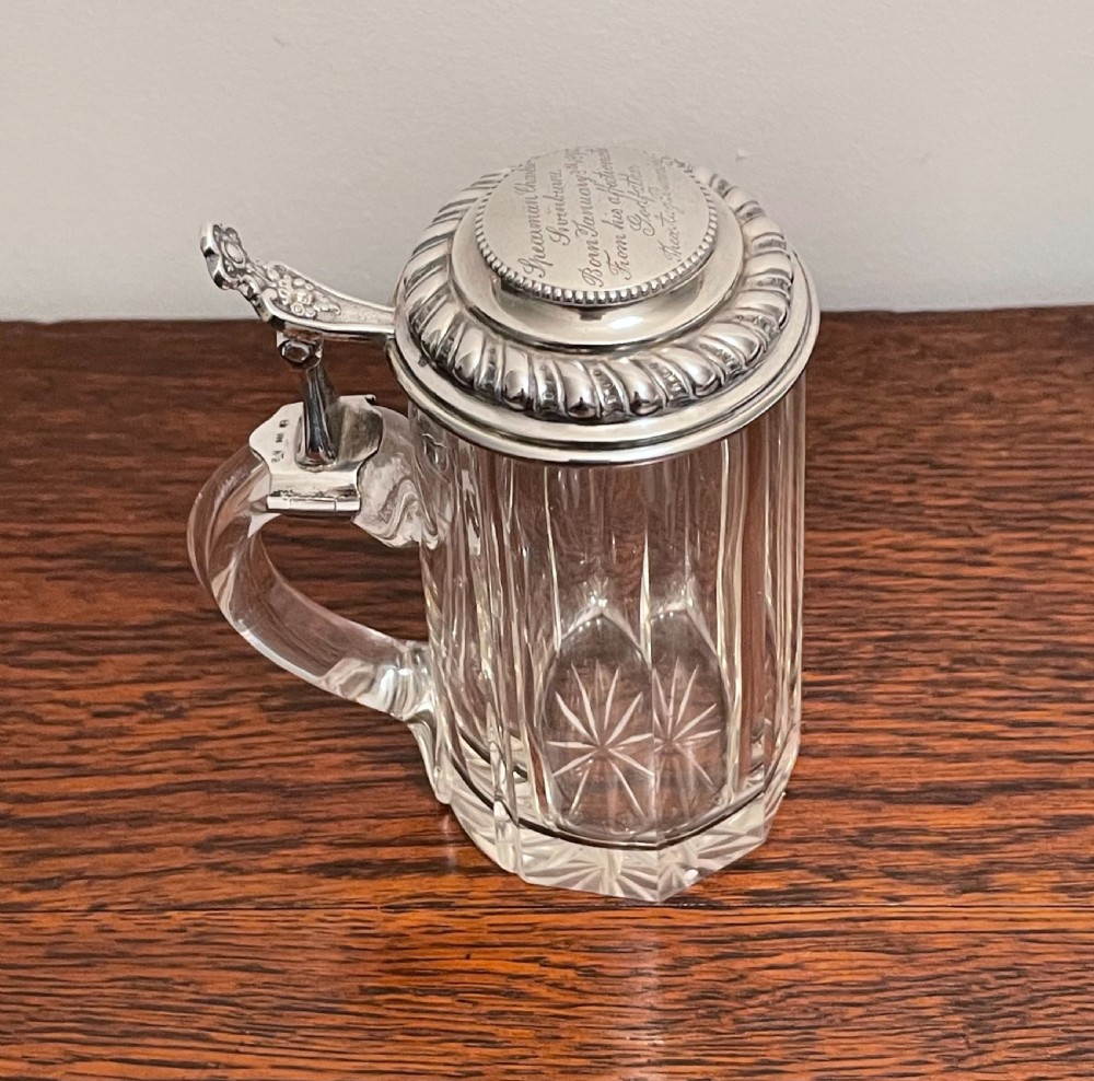 Quality German Silver & Glass Stein by Wilhelm Binder