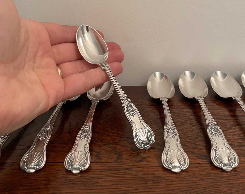 Good set of 12 Edwardian Solid Silver Teaspoons View V