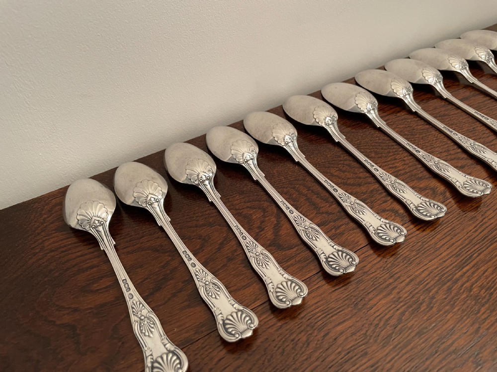 Good set of 12 Edwardian Solid Silver Teaspoons View VII